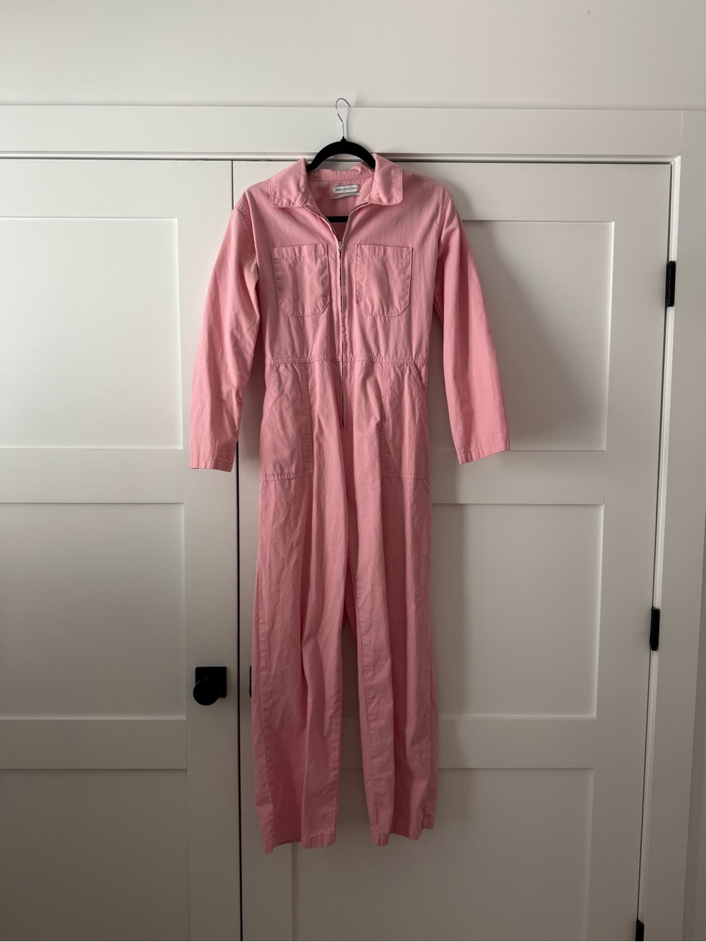 Urban Outfitters Light Pink Zip-Front Utility Jumpsuit